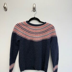 Chic Navy and Pink Patterned Sweater